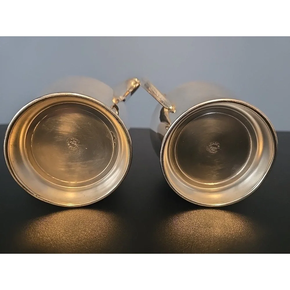 Academy‎ Silver on Copper Vintage Creamer Sugar Serving Cups Set Pair